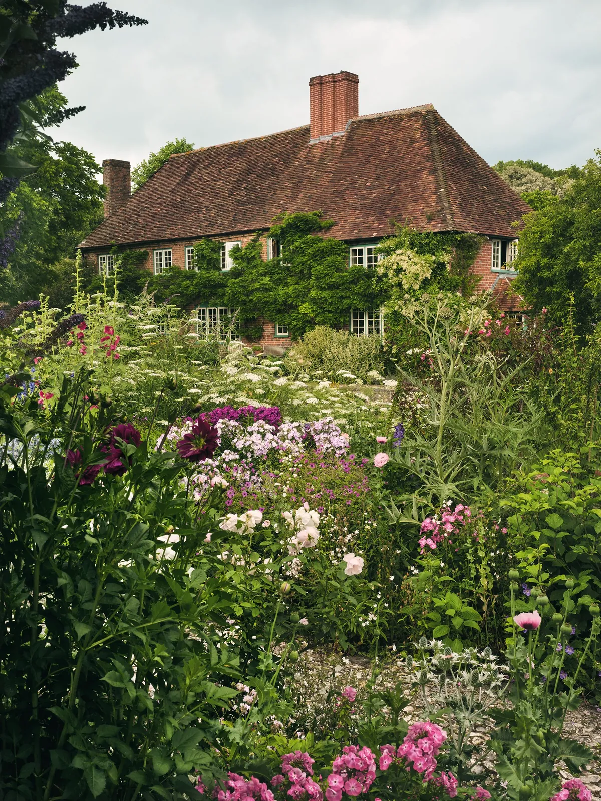 15th-century farmhouse with a garden on the Isle of Wight off the coast of Hampshire, England.