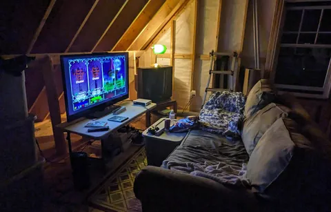 The corner of the attic where my boyfriend and I play Gauntlet on the weekends