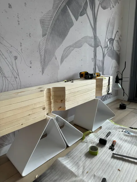 Built this TV console from scratch. Took me 3 months and a lot of swearing.