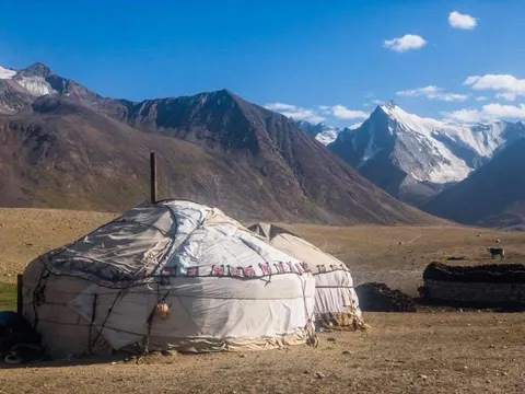 Pamirs of the Wakhan Corridor in Afghanistan. I walked alone across the border bridge at Ishkashim, hitched a ride then hired a donkey and walked up the valley for a week, then hired a horse and rode into the mountains for three weeks. Best trip ever!