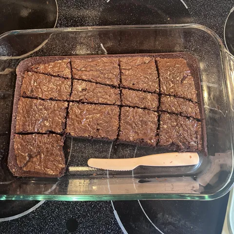 My wife’s attempt at cutting brownies last night after a few drinks