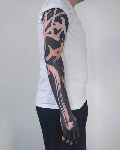 Negative Brushstrokes - 梅花 by Argon Tattoo (Edinburgh)