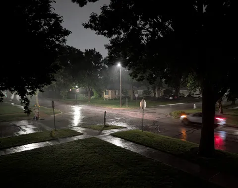 View outside during a summer rain shower