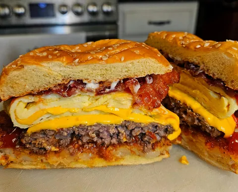 [homemade] I'm calling it the ultimate breakfast burger.