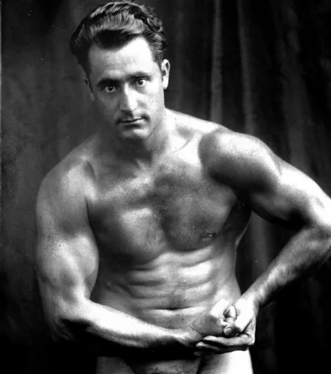 Charles Atlas, considered father of modern fitness with his prime measurements, at one point called the most perfect developt man, photos circa late 1920s, 1930s.