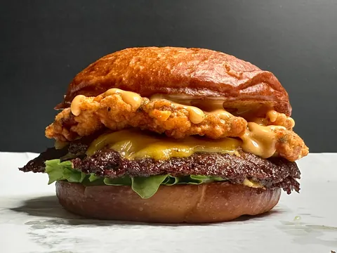 [Homemade] smash burgers with chicken-fried bacon
