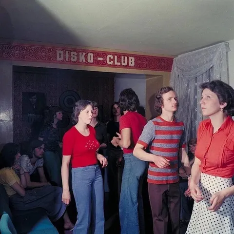 Dancing in a disco club in East Germany. 1975