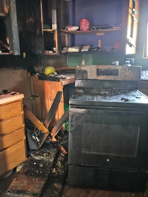 A large area of my home caught fire last night.