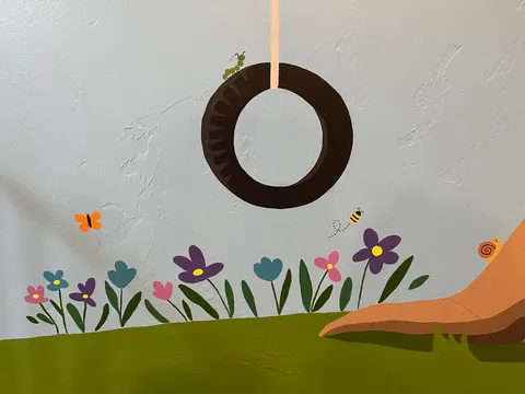 Playroom mural for our little girl is complete!