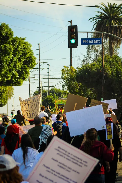 Healthcare workers marched through Los Angeles today to protest ICE mistreatment of detainees [OC]