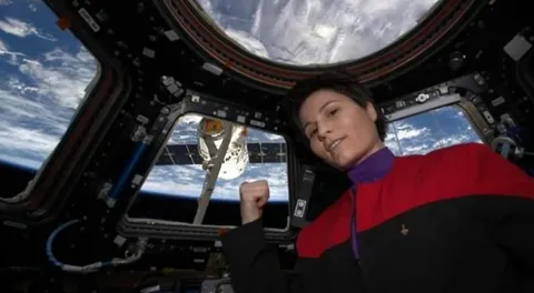 Space Station astronaut Samantha Cristofore out-nerded all astronauts before her with the most epic sci-fi selfie ever. The Italian European Space Agency astronaut shared a selfie from the ISS on Friday, while dressed in a Star Trek: Voyager uniform