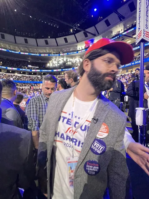 Right-winger Matt Walsh in disguise on the DNC floor