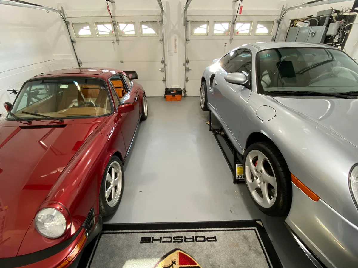 Maximizing space of a working 19x22 garage. Before and After