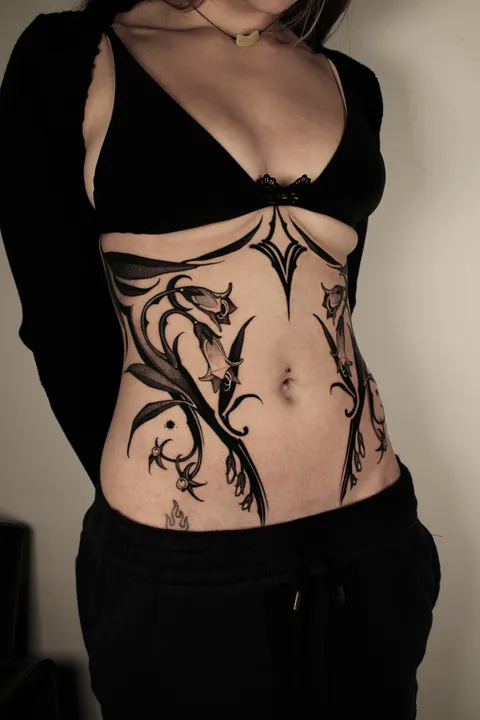 Nightshade tattoo done by Heather Apgar at Black Lantern Tattoo in Campbell, CA