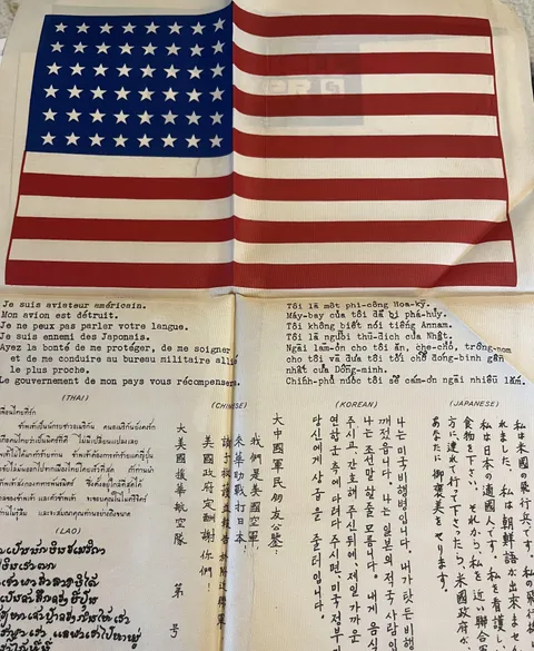 My great uncle’s “blood chit” from fighting in WWII.