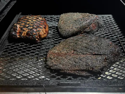 [homemade] 2 Texas Briskets and a Pulled Pork. Zoom in on that fat.