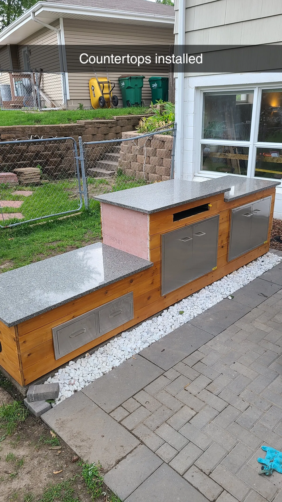 Outdoor cooking set up. Wife designed it.