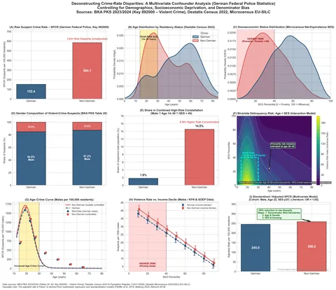 Why Germany's Federal Police Crime Statistics (PKS) Don't Allow Direct Group Comparisons — A Multivariate Confounder Analysis [OC]