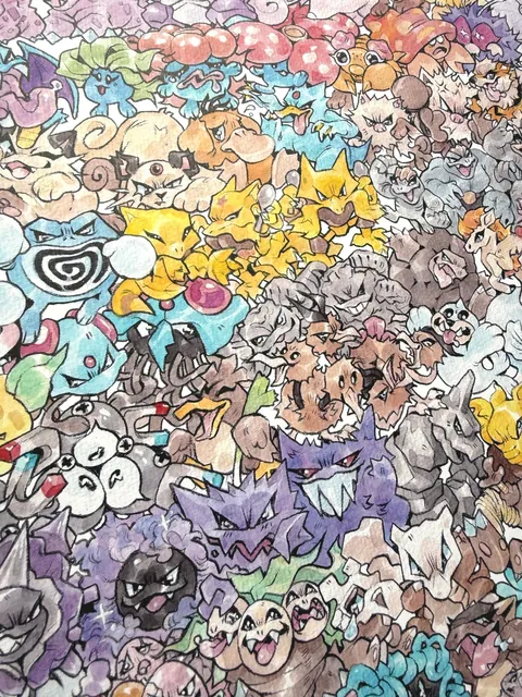 My 151 Poster is finally done! 🎉 Watercolor and Colored Pencil 🎨 [OC]