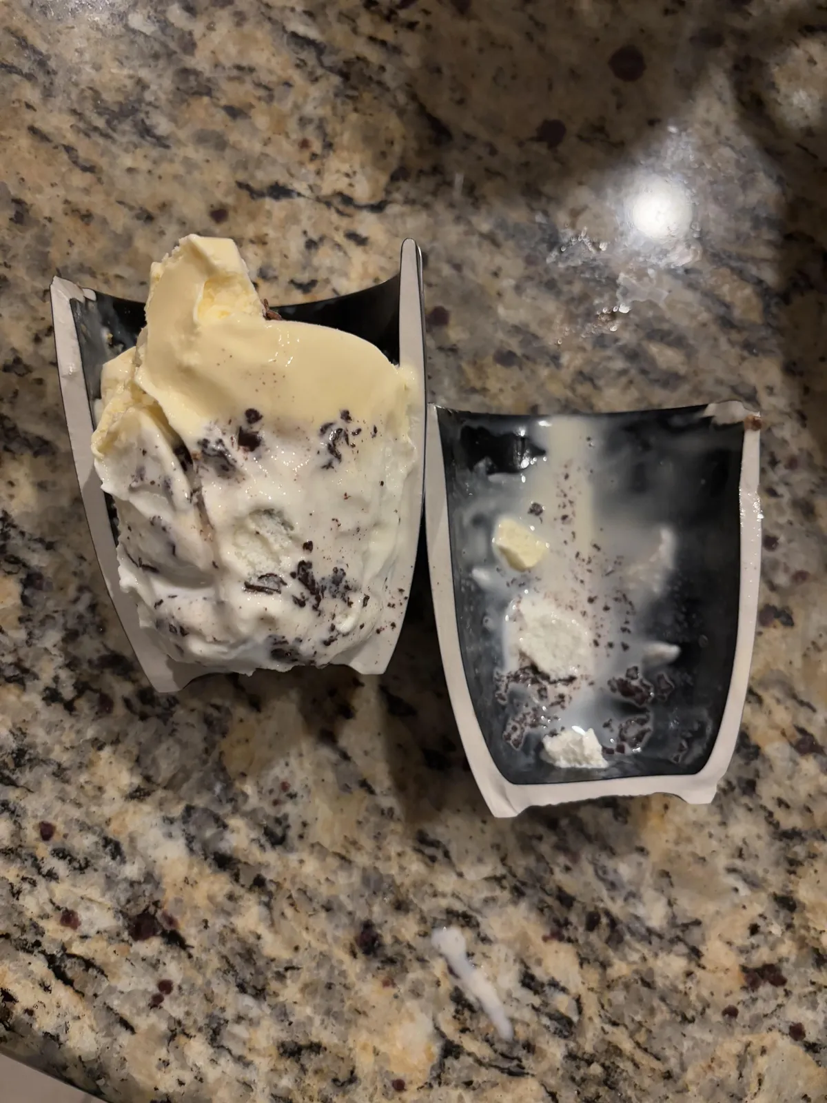 I dropped my mug of ice cream and it broke almost perfectly in half