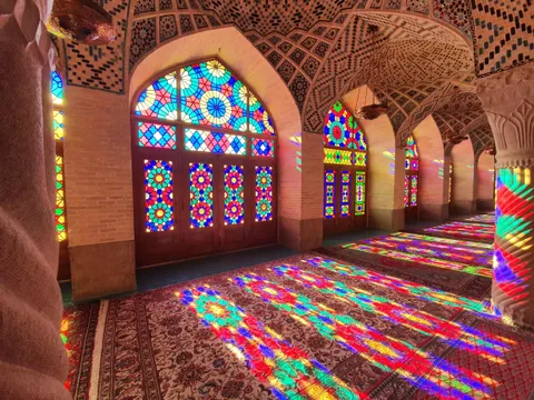 Nasir-ol-molk Mosque in Shiraz , Iran. Waited an hour for the place to clear out before I took this shot. Beautiful place built during the Qajar dynasty sometime in the 18th century.
