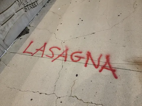 One must assume that Garfield has taken up graffiti. . .