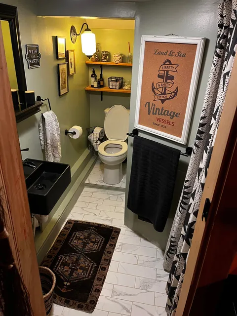 My downstairs living room, kitchen, entry way, music room and bathroom