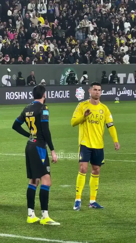 Cristiano Ronaldo’s interaction with an Al-Taawoun players during a corner kick in yesterday’s game