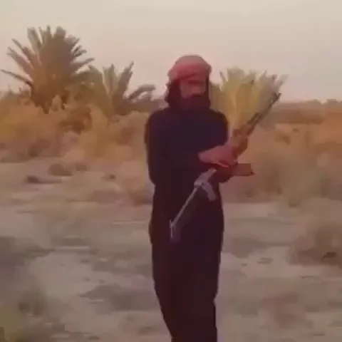 The cigarette and rifle trick somewhere in the Middle East.