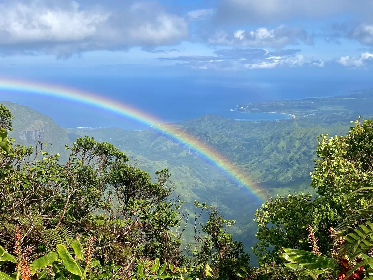 Hanalei Bay over the rainbow, Kauai, Hawaii [OC][4032x3024]