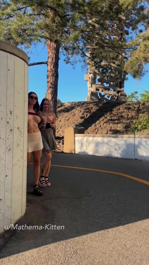 an evening stroll with boobs and pussies out