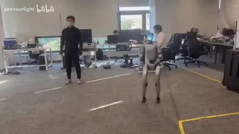 Human motion capture teleoperated robot exactly like Real Steel!