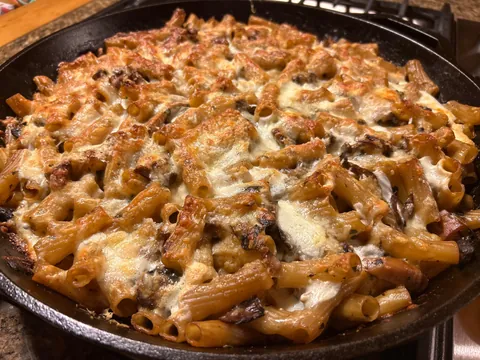 [homemade] baked mushroom Marsala tortiglioni