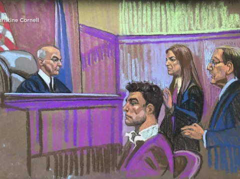 Courtroom drawing of Luigi Mangione