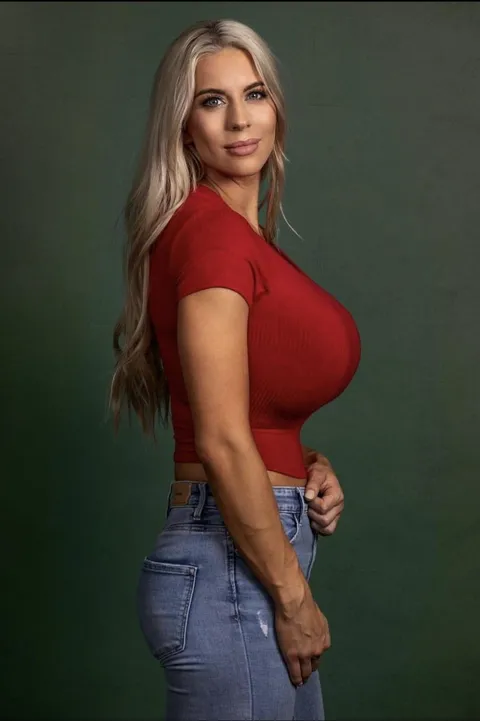 Blonde in red