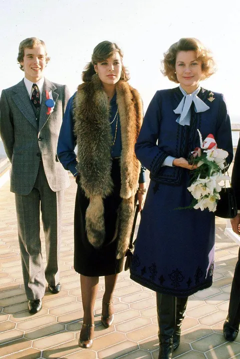 Grace Kelly with her daughter Princess Caroline and son Prince Albert - 1970s