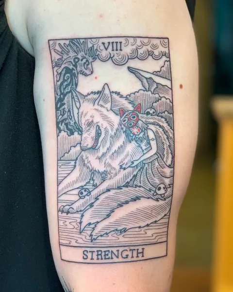 My Princess Mononoke Strength Tarot by Brynn Sladky at Fortune Tattoo. Portland, OR.