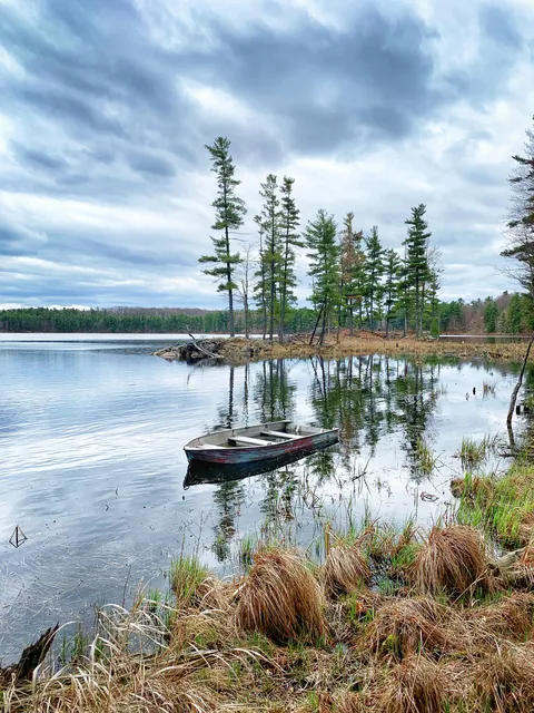 Found this boat drifting on a backwoods lake
