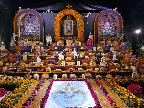 Travelling through Oaxaca, Mexico, on Día de Muertos is just incredibly beautiful. This is the main Altar in Oaxaca City's Zócalo.