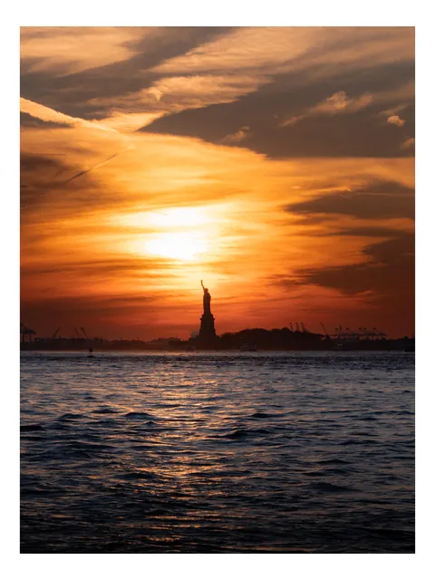 ITAP of the Statue of Liberty at sunset