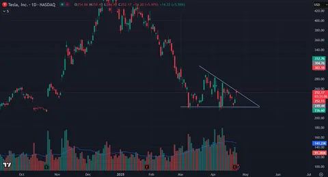 TESLA is forming a nice descending triangle. Your time is coming tesla bears!