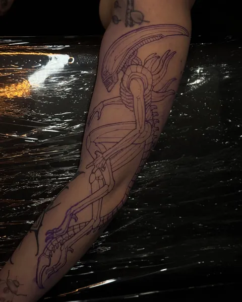 Blackwork Xenomorph tattoo done by Max LaCroix at All Sacred Tattoo Studio in Denver, CO