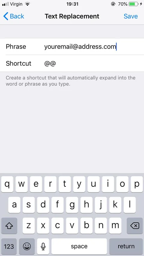Set an Autocorrect Shortcut for ‘@@‘ as Your Email Address! Done this for years and has saved me so much time 🙌🏼