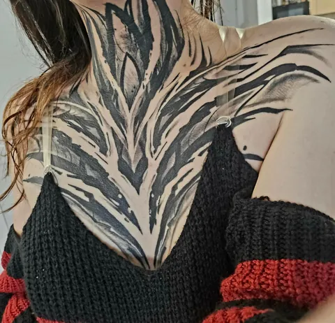 First tattoo, dark ornamental done at Fleshanne tattoo, QC Canada 