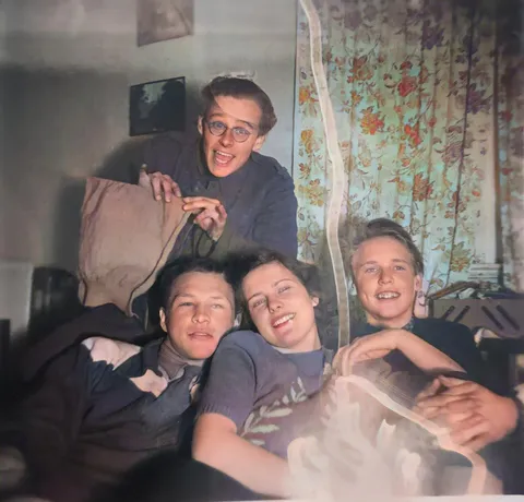 My grandfather is the one in the back, Sweden 1942