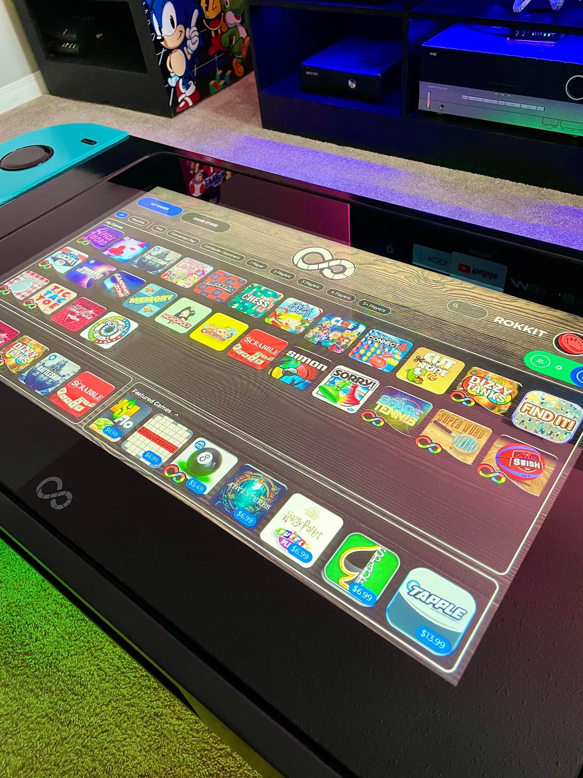 Game table in the shape of Nintendo Switch