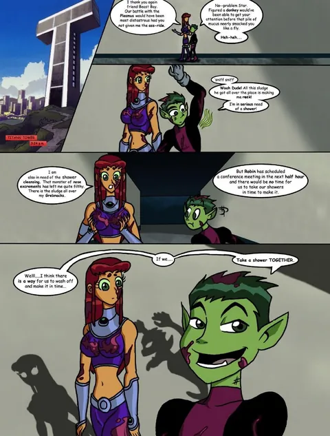 StarFire’s shared shower(Teen Titans) artist[star_lover]