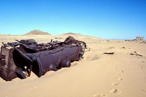 The Ottoman train, which was ambushed by Lawrence of Arabia about 100 years ago on the Hejaz railway, still stands in the middle of the desert today.