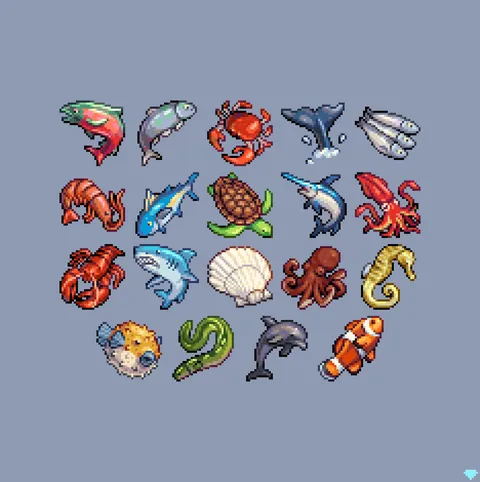 32x32 Aquatic Creatures