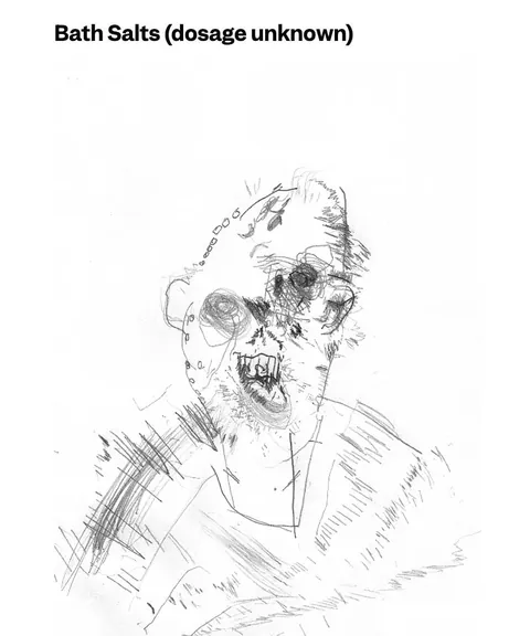 Bryan Lewis Saunders has been documenting his experiences with different drugs and intoxicants in the form of expressive self-portraits